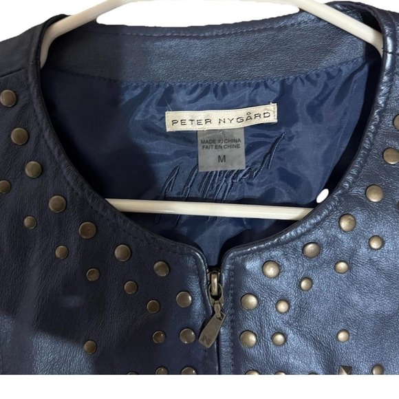 The VTG Chic 90S Women's Peter‎ Nygard Genius Leather/Knit Embellished Jacket - Picture 3 of 6